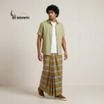 Mustard Yellow with Green Border Check Design, Eco 100% Color Lock Cotton Lungi