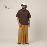 Orange Check Design, Eco 100% Color Lock Cotton Lungi - Image 2