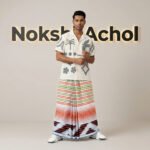 White with Multicolor Stripes, Red Gradient & Geometric Border, Double Cotton Lungi - Image 2