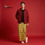 Yellow Check Design with Orange Border, Eco 100% Color Lock Cotton Lungi - Image 2