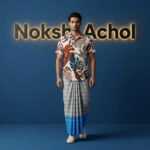 Beige with Sky Blue Border & Stripes, Eco 100% Color Lock Cotton Lungi - Image 2