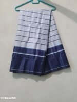 Light Grey with Blue Border, Eco 100% Color Lock Cotton Lungi - Image 2