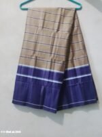 Sirajgonj Handloom Lungi – Brown with Blue Border, Eco 100%Color Lock Cotton - Image 2