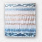 White & Grey Gradient with Brown Stripe and Geometric Border, Double Cotton Lungi