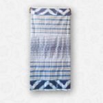 Blue & White Stripe with Geometric Border, Double Cotton Weave Lungi - Image 4