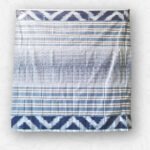Blue & White Stripe with Geometric Border, Double Cotton Weave Lungi