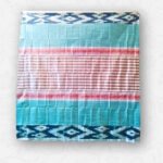 Sky Blue & White Pattern with Red Accent, Double Cotton Weave Lungi