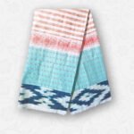 Sky Blue & White Pattern with Red Accent, Double Cotton Weave Lungi