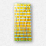 Mustard Yellow with Green Border Check Design, Eco 100% Color Lock Cotton Lungi - Image 4