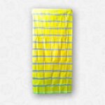 Yellow Check Design with Green Border, Eco 100% Color Lock Cotton Lungi - Image 4