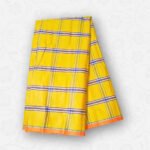 Yellow Check Design with Orange Border, Eco 100% Color Lock Cotton Lungi