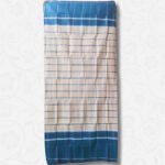 Beige Body with Teal Blue Border, Eco 100% Color Lock Cotton Lungi - Image 4