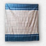 Beige Body with Teal Blue Border, Eco 100% Color Lock Cotton Lungi