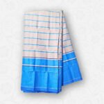Beige with Sky Blue Border & Stripes, Eco 100% Color Lock Cotton Lungi