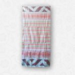 White with Multicolor Stripes, Red Gradient & Geometric Border, Double Cotton Lungi - Image 4